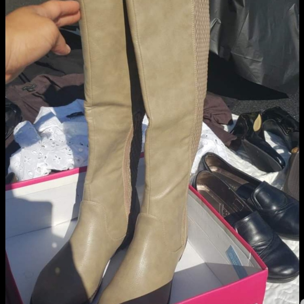 ShoedazzleTaupe knee high boots
